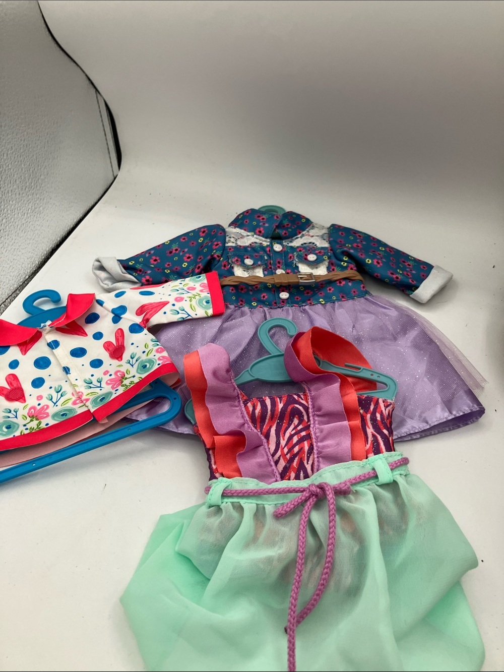 Colorful Kids 4- piece Doll Outfit Set in Teal, Purple, Pink and Red